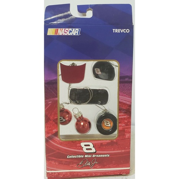 NASCAR DALE EARNHARDT JR #8 COLLECTIBLE MINI ORNAMENTS SET TREVCO NIB Set of 6 - Picture 2 of 7